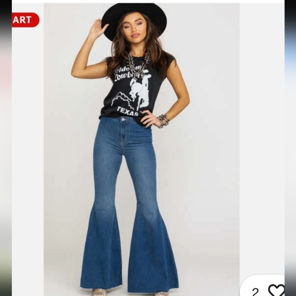 We The Free Denim - We The Free Float On High Rise Dark Wash Boho 70s Flare Back Cinch Waist Tie 32